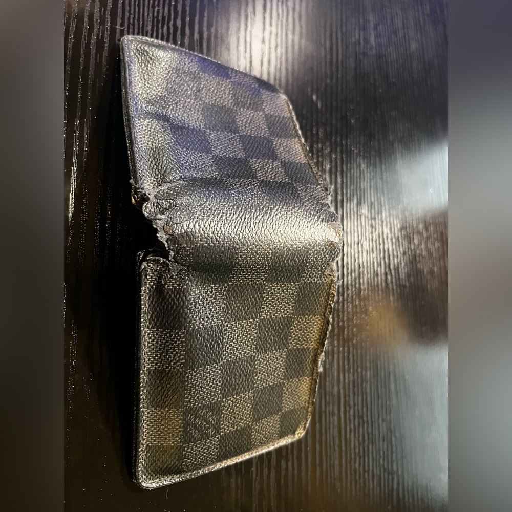 Louis Vuitton Black and Gray Checkered Wallet